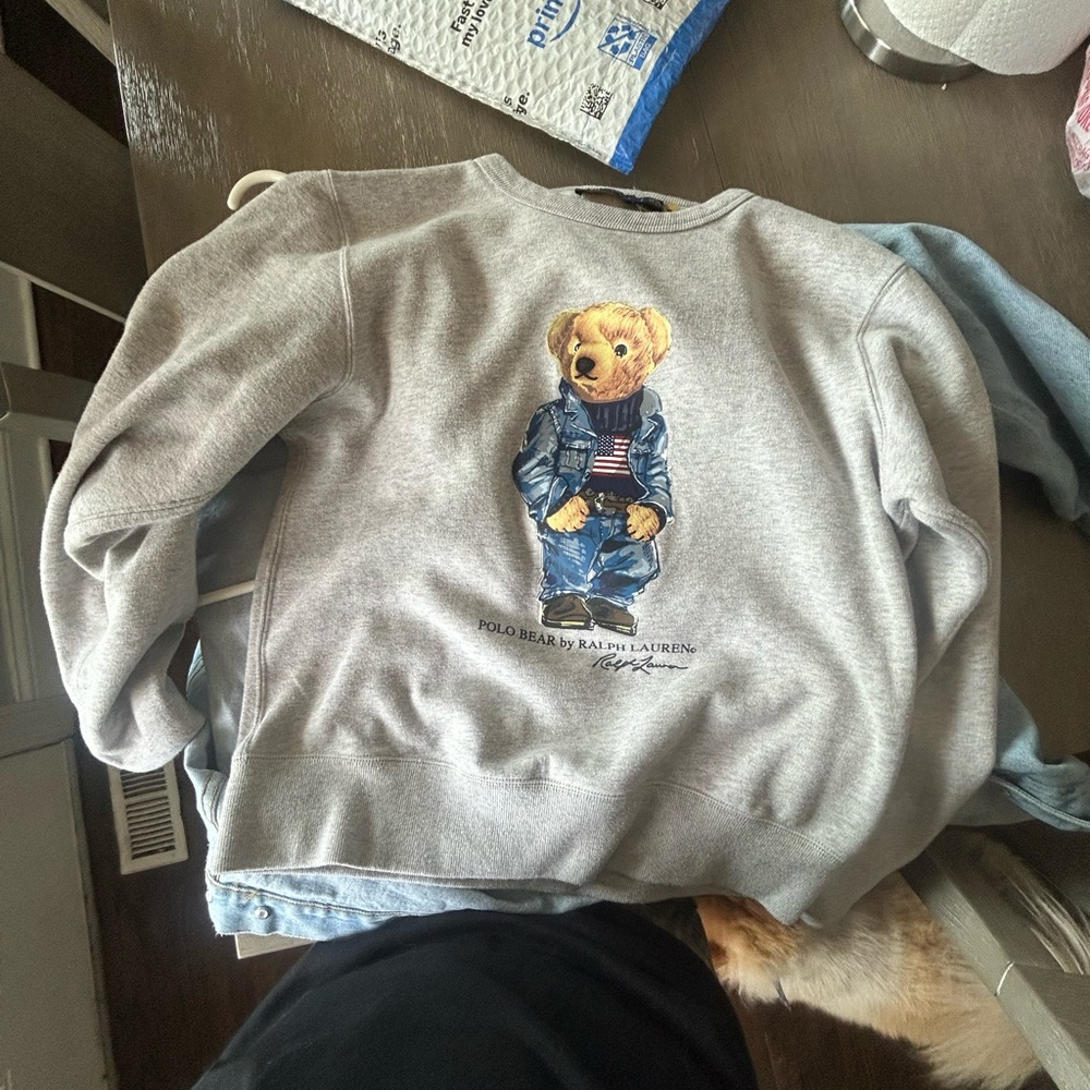 Ralph Lauren Gray Sweatshirt with Polo Bear